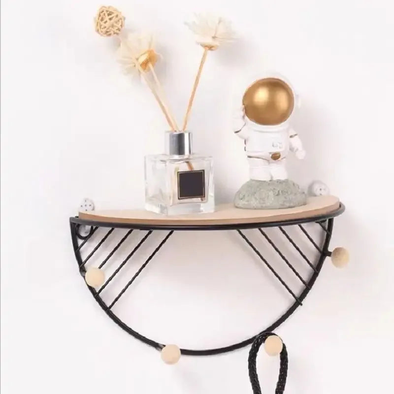 Floating Wall Shelf for Decor with Hooks
