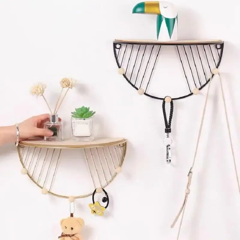 Floating Wall Shelf for Decor with Hooks