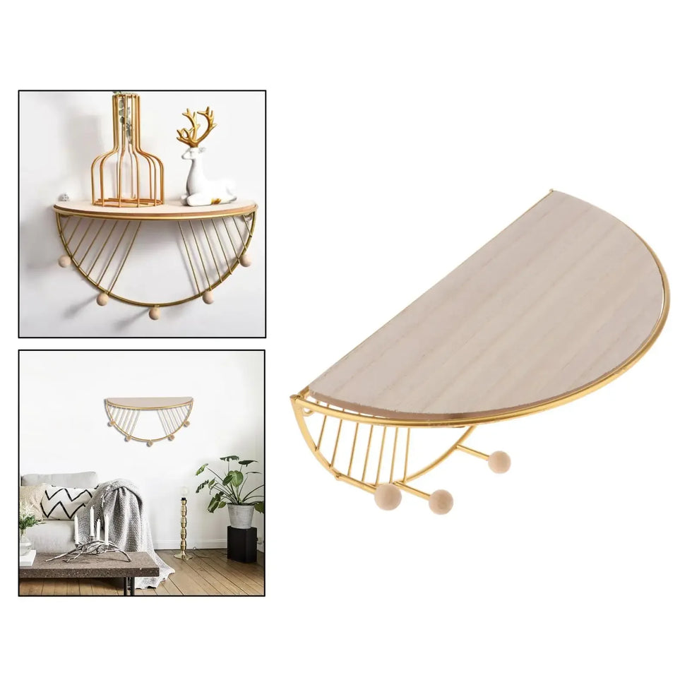 Floating Wall Shelf for Decor with Hooks