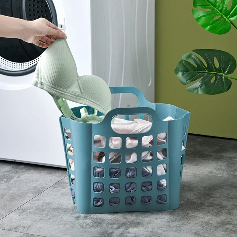 Foldable Plastic Laundry Basket with Handles