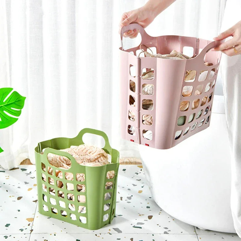 Foldable Plastic Laundry Basket with Handles