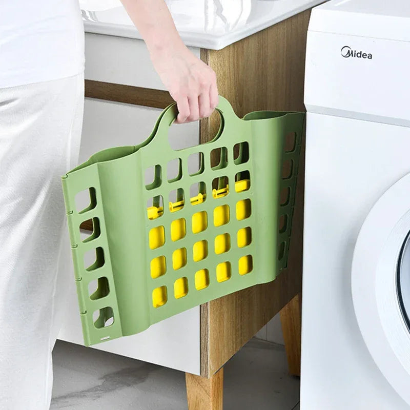 Foldable Plastic Laundry Basket with Handles