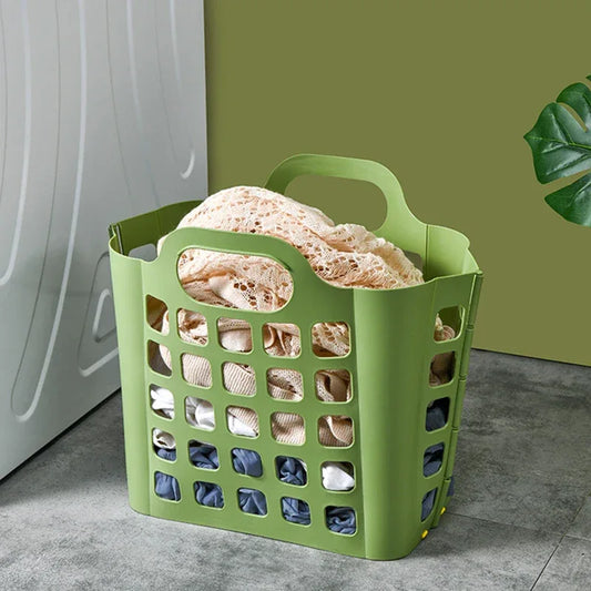 Foldable Plastic Laundry Basket with Handles - Clarify.pk