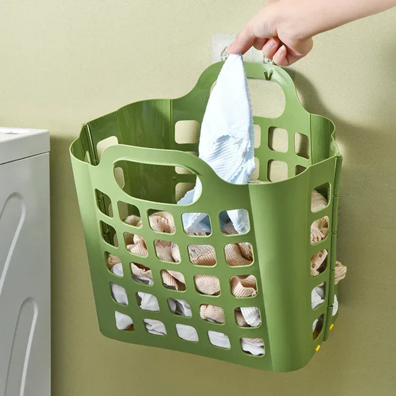 Foldable Plastic Laundry Basket with Handles