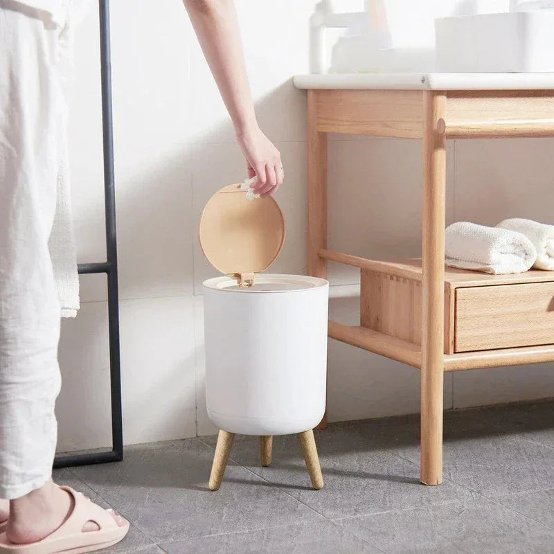 Modern Wooden Dustbin with Odor Seal - Clarify.pk