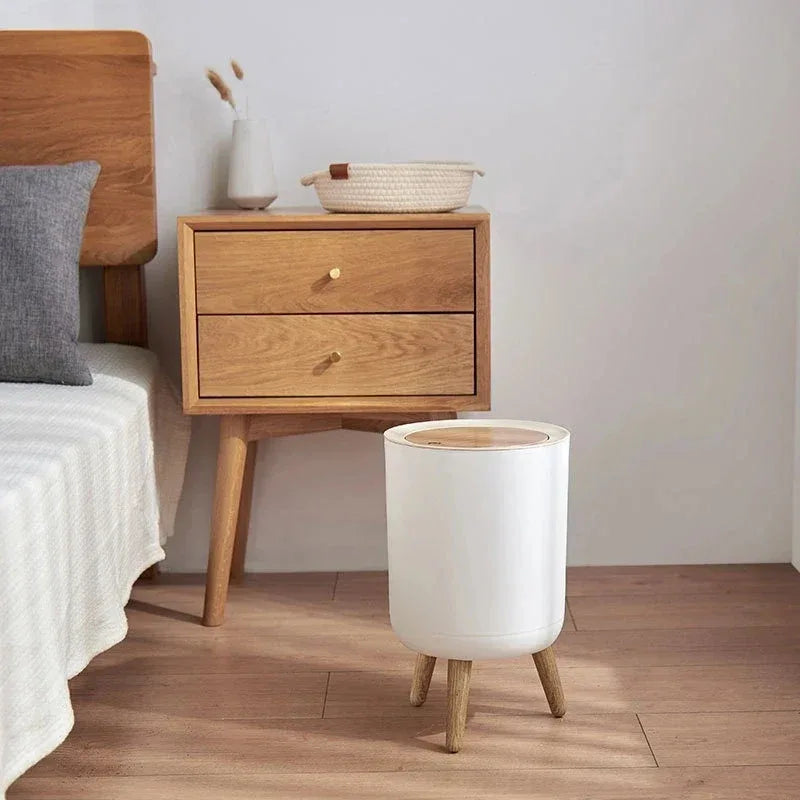 Modern Wooden Dustbin with Odor Seal