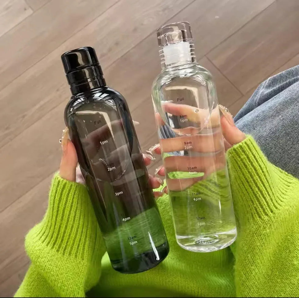 ٹائم مارکر کے ساتھ شفاف پلاسٹک پانی کی بوتل 500ml