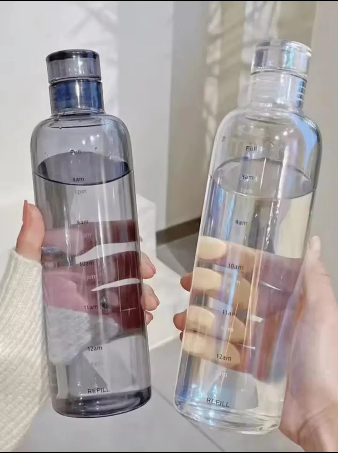 Transparent Plastic Water Bottle 500ml with Time Markers - Clarify.pk