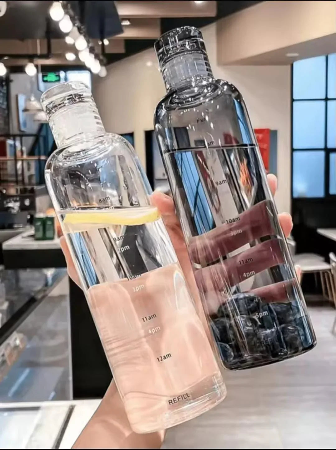 Transparent Plastic Water Bottle 500ml with Time Markers - Clarify.pk