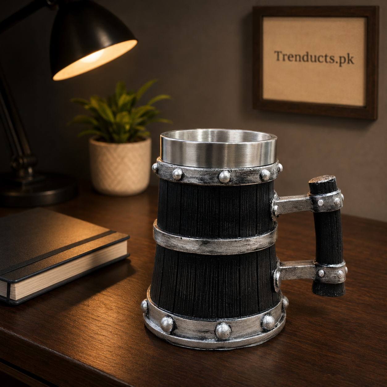 Vikings Barrel Mug – Black & Silver 500ml