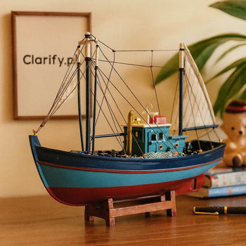 Vintage Fishing Boat Model – Handcrafted Nautical Decor Piece - Clarify.pk