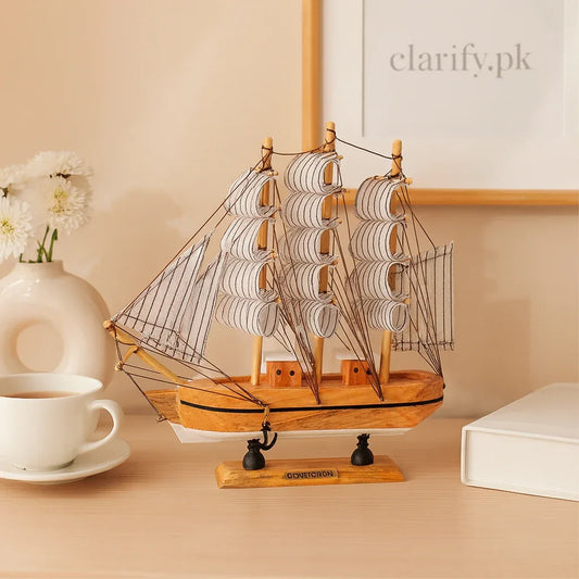 Vintage Wooden Ship Showpiece – Classic Nautical Home Decor - Clarify.pk