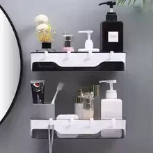Wall-Mounted Bathroom Shelf with Storage Hooks - Clarify.pk