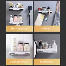 Wall-Mounted Bathroom Shelf with Storage Hooks - Clarify.pk