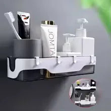 Wall-Mounted Bathroom Shelf with Storage Hooks - Clarify.pk