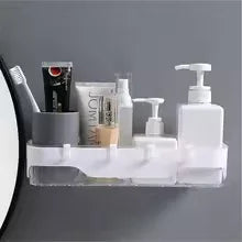Wall-Mounted Bathroom Shelf with Storage Hooks - Clarify.pk