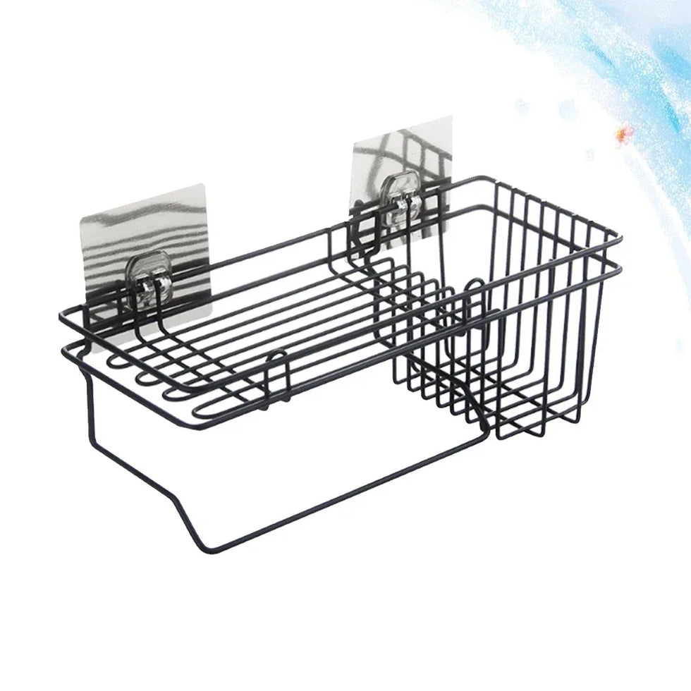 Wall-Mounted Sink Shelf Organizer with Hooks