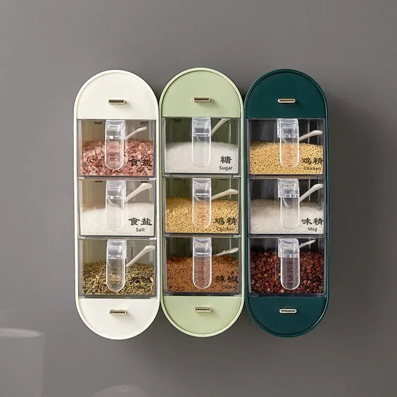 Wall Mounted Spice Box with Removable Containers (Each ) - Clarify.pk