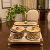 Walnut-Finish 3-Container Dry Fruit Serving Stand