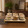 Walnut-Finish 5-Container Dry Fruit Serving Stand