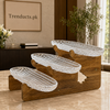 Walnut-Finish 3-Tier Clear Tray Serving Stand