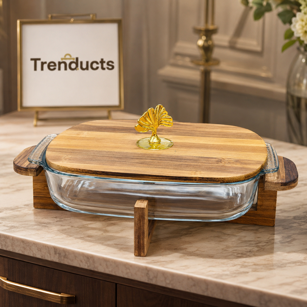 Walnut Wood Rectangular Serving Dish with Stand