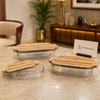 Walnut Wood Lid Glass Serving Dish – 3 Sizes