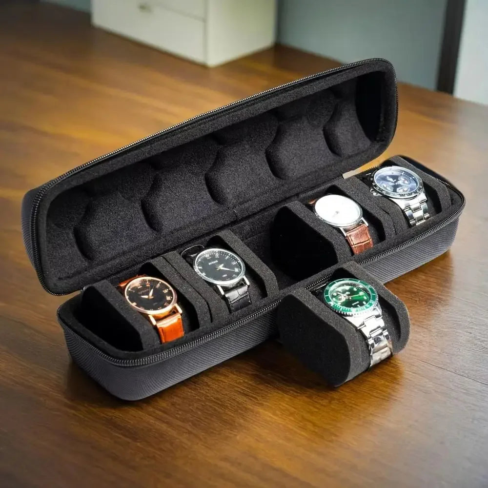 Watch Organizer Case 5 Slots with Zipper - Clarify.pk