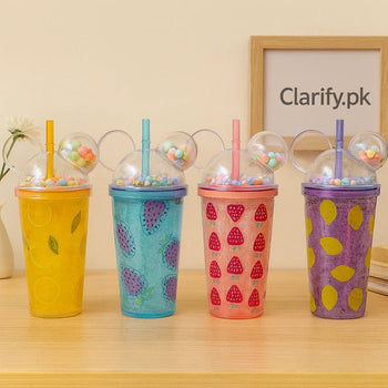 Colorful Water Bottle with Fun Straw Lid - Clarify.pk