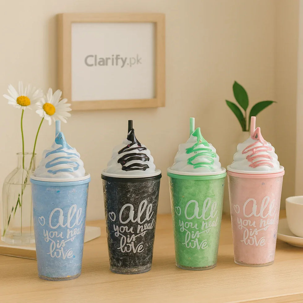 Decorative Water Bottle with Whipped Cream Lid - Clarify.pk