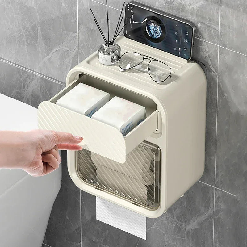 Waterproof Bathroom Tissue Box with Storage - Clarify.pk