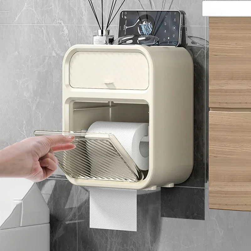 Waterproof Bathroom Tissue Box with Storage - Clarify.pk
