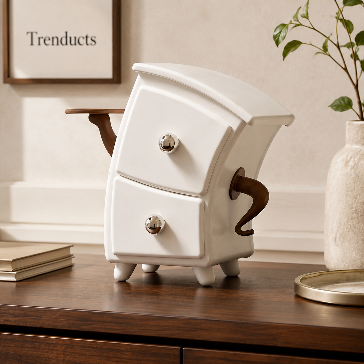 Whimsical Curved Two-Drawer Table Organizer