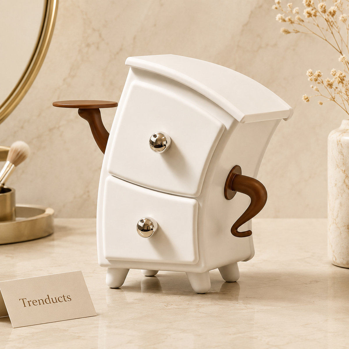 Whimsical Curved Two-Drawer Table Organizer