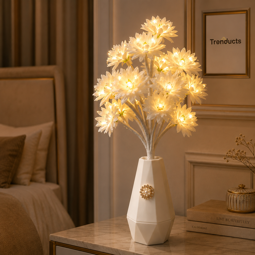 White Flower Tree Lamp with Warm Glow