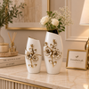 White & Gold Floral Ceramic Vase
