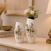 White & Gold Floral Ceramic Vase