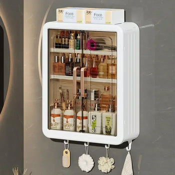 Wall Mounted Bathroom Storage Cabinet with Hooks - Clarify.pk