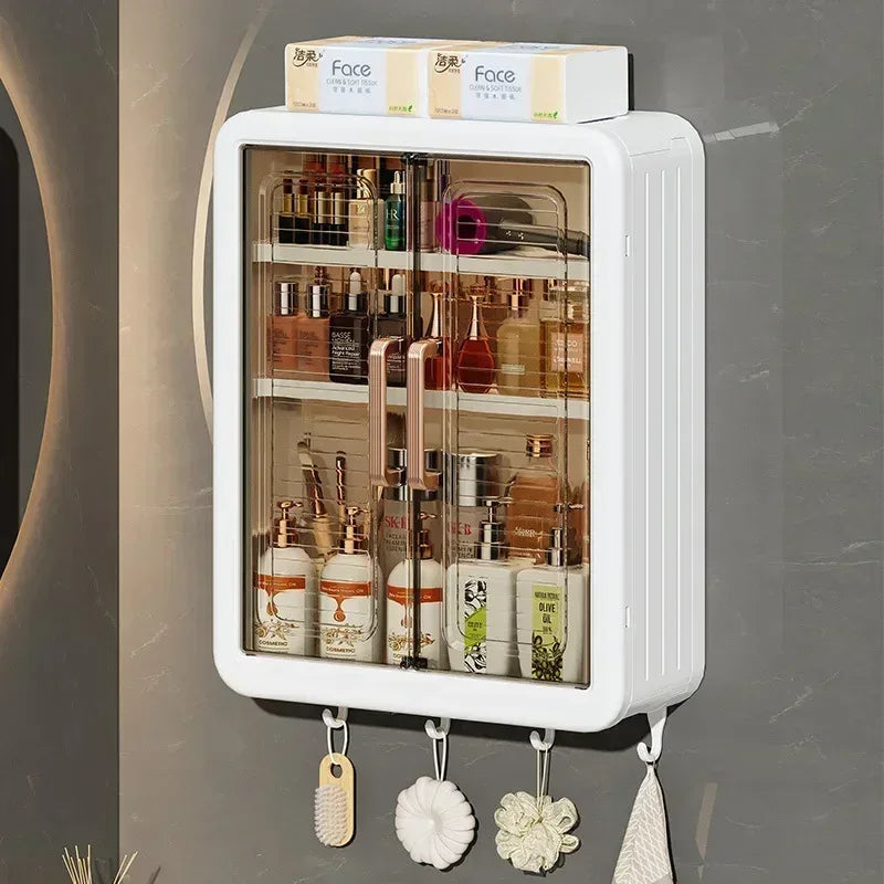 Wall Mounted Bathroom Storage Cabinet with Hooks - Clarify.pk