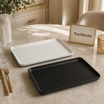 Windsor 13-inch rectangular platter black and white hero