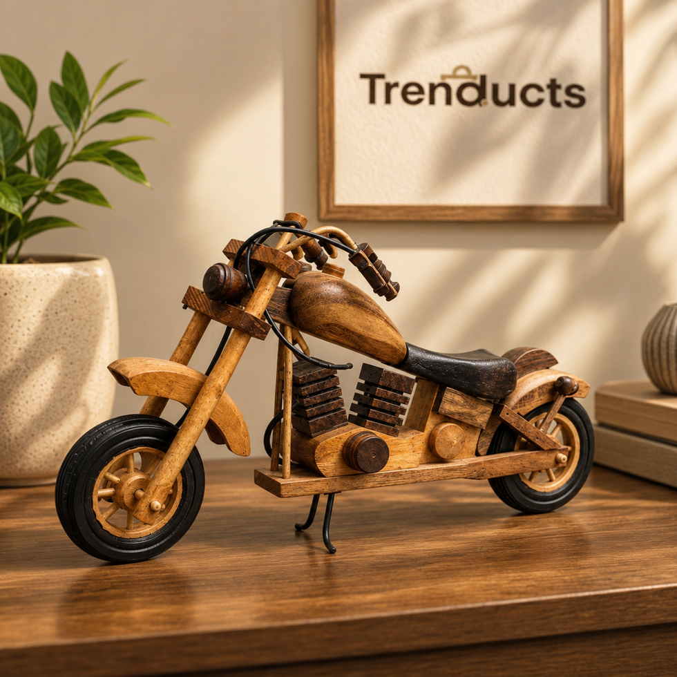 Wooden Cruiser Motorcycle Showpiece for Home Décor