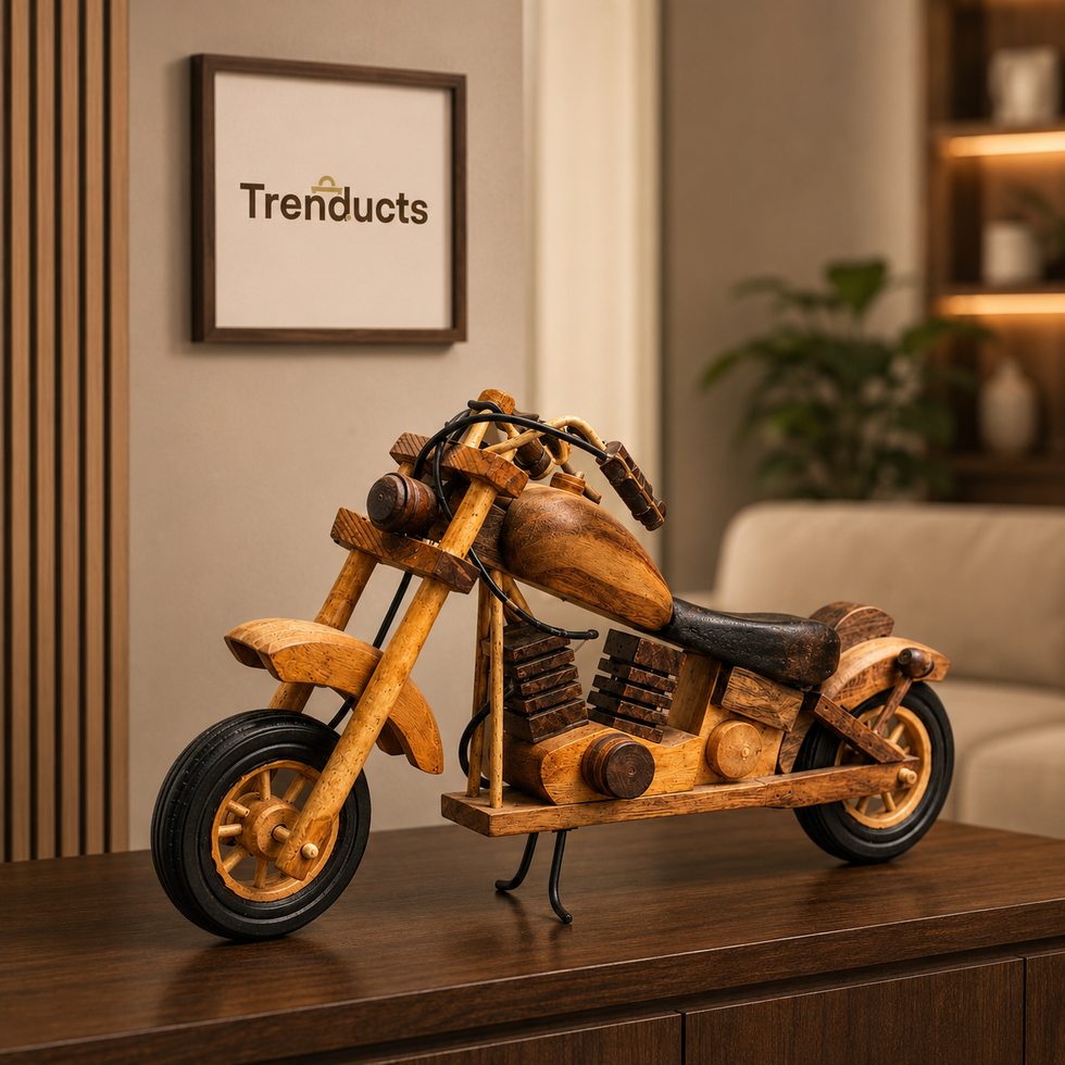 Wooden Cruiser Motorcycle Showpiece for Home Décor