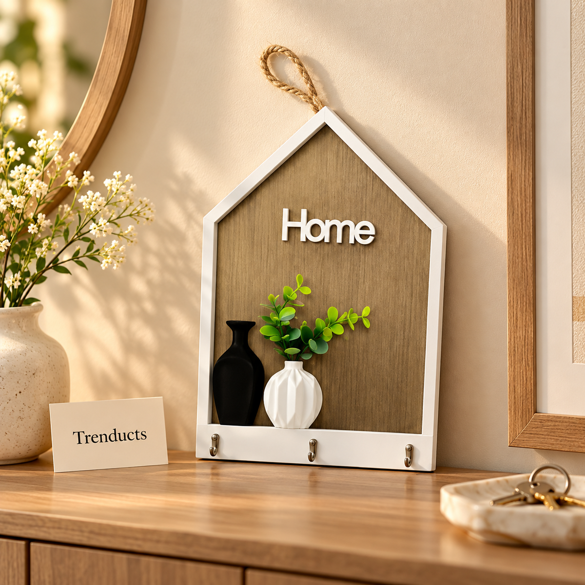 House-Shaped Wooden Home Key Holder