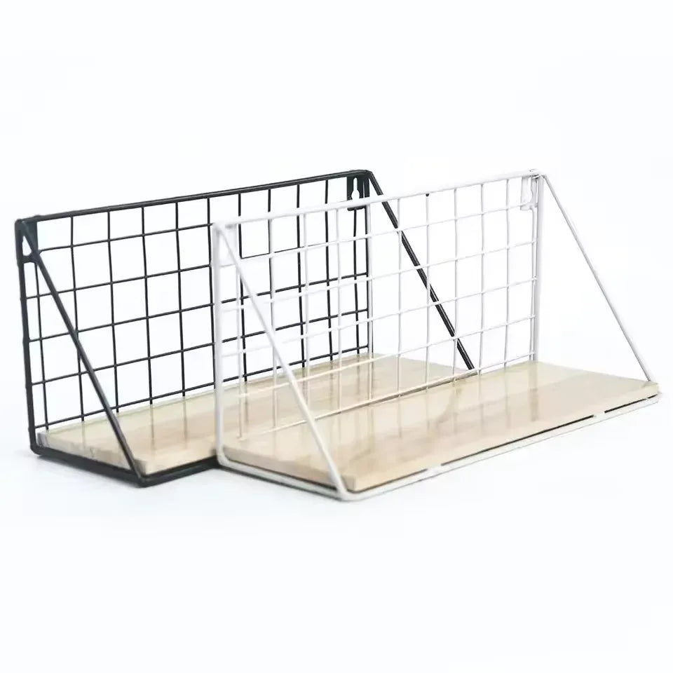 Wooden Iron Wall Shelf Set for Home - Clarify.pk