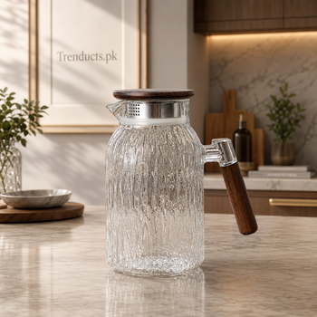 1.5L wooden-lid textured glass jug hero