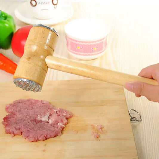 2 in 1 Wooden Meat Tenderizer Hammer for Kitchen - Clarify.pk
