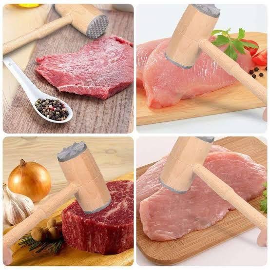 2 in 1 Wooden Meat Tenderizer Hammer for Kitchen - Clarify.pk