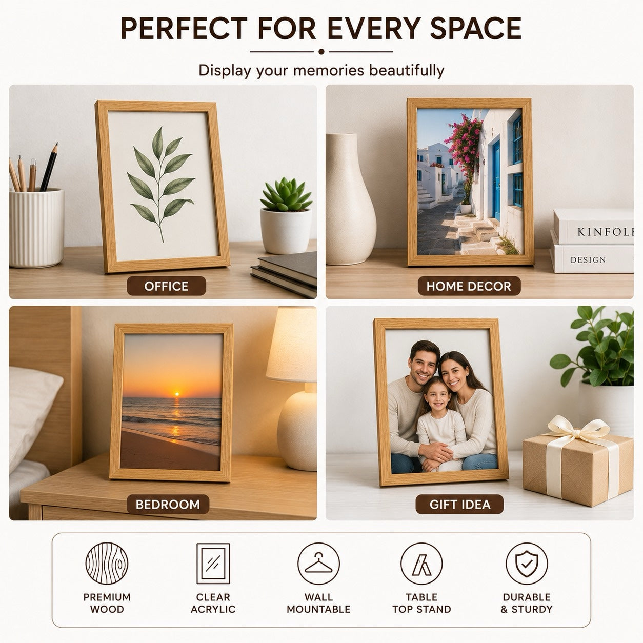 Wooden Photo Frame with Stand - 16 x 21.3 cm