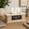 Wooden Tissue Box with Modern Grid Pattern