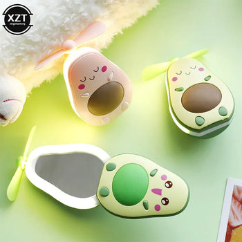 2 in 1 Portable Makeup Mirror Fan with LED Light - Clarify.pk